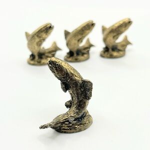 Vintage Metzke pewter & gold plated miniature trout fish Charm/figurine